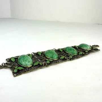 Art Deco Czech Peking Glass & Enamel Bracelet