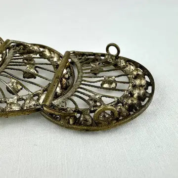 Art Deco Rhinestone and Camphor Glass Belt Buckle