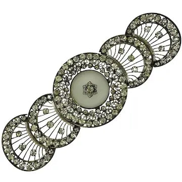 Art Deco Rhinestone and Camphor Glass Belt Buckle