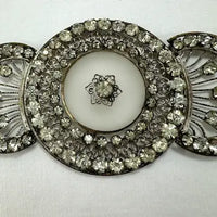 Art Deco Rhinestone and Camphor Glass Belt Buckle