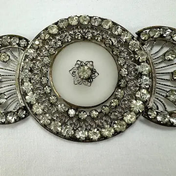 Art Deco Rhinestone and Camphor Glass Belt Buckle