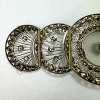 Art Deco Rhinestone and Camphor Glass Belt Buckle