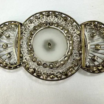 Art Deco Rhinestone and Camphor Glass Belt Buckle