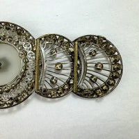 Art Deco Rhinestone and Camphor Glass Belt Buckle