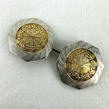Art Deco Solid 14k Gold & Platinum Cuff Links