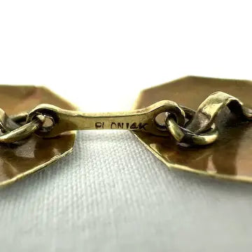 Art Deco Solid 14k Gold & Platinum Cuff Links