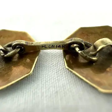 Art Deco Solid 14k Gold & Platinum Cuff Links