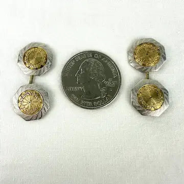 Art Deco Solid 14k Gold & Platinum Cuff Links