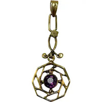 Art Nouveau 10K Gold Amethyst Lavalier Pendant