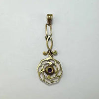 Art Nouveau 10K Gold Amethyst Lavalier Pendant