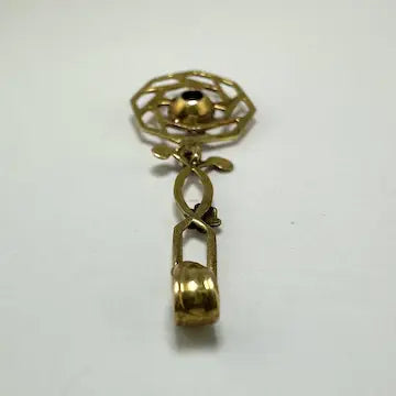 Art Nouveau 10K Gold Amethyst Lavalier Pendant