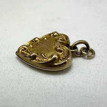 Art Nouveau 14k Gold Heart Charm Pendant