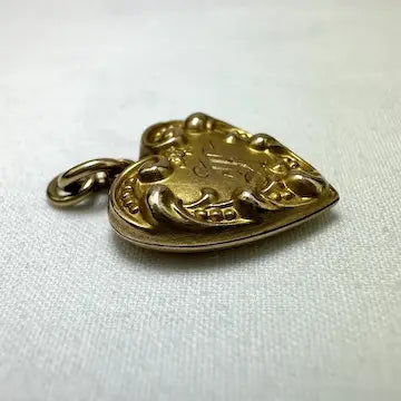 Art Nouveau 14k Gold Heart Charm Pendant