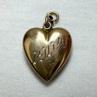 Art Nouveau 14k Gold Heart Charm Pendant