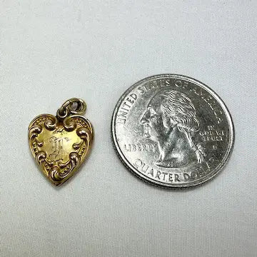 Art Nouveau 14k Gold Heart Charm Pendant