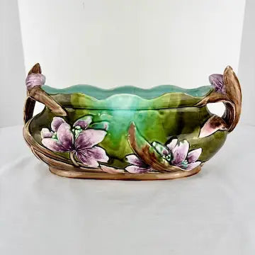 Art Nouveau French Majolica Floral Jardiniere