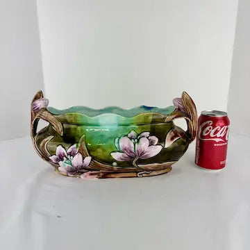 Art Nouveau French Majolica Floral Jardiniere