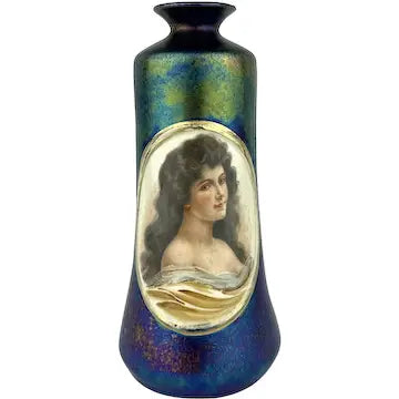 Art Nouveau Iridescent Portrait Vase