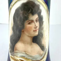 Art Nouveau Iridescent Portrait Vase