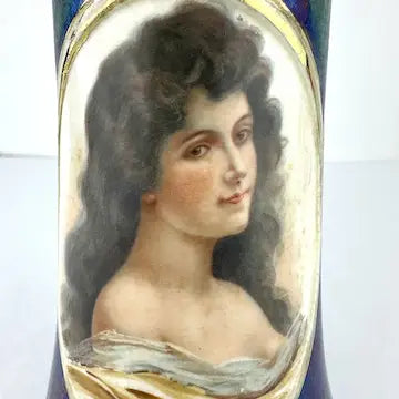 Art Nouveau Iridescent Portrait Vase