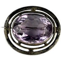 Arts and Crafts Sterling Silver Amethyst Brooch