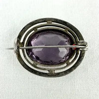 Arts and Crafts Sterling Silver Amethyst Brooch