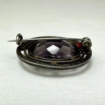 Arts and Crafts Sterling Silver Amethyst Brooch