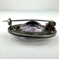 Arts and Crafts Sterling Silver Amethyst Brooch