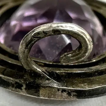Arts and Crafts Sterling Silver Amethyst Brooch