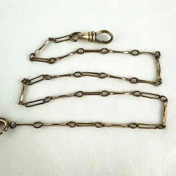 Rare Bilston Enamel Swivel Fob on PMCO Watch Chain Necklace