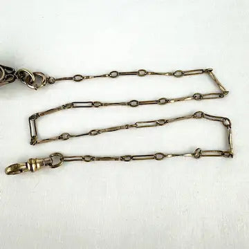 Rare Bilston Enamel Swivel Fob on PMCO Watch Chain Necklace