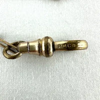 Rare Bilston Enamel Swivel Fob on PMCO Watch Chain Necklace