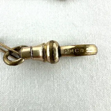 Rare Bilston Enamel Swivel Fob on PMCO Watch Chain Necklace