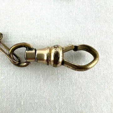 Rare Bilston Enamel Swivel Fob on PMCO Watch Chain Necklace