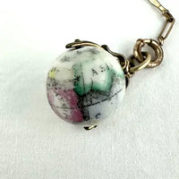 Rare Bilston Enamel Swivel Fob on PMCO Watch Chain Necklace