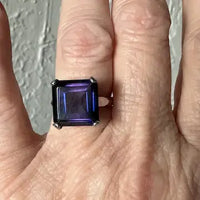 Color Changing Lab Alexandrite 10k White Gold Ring Size 5.5