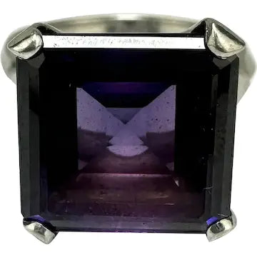 Color Changing Lab Alexandrite 10k White Gold Ring Size 5.5