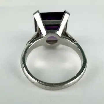 Color Changing Lab Alexandrite 10k White Gold Ring Size 5.5