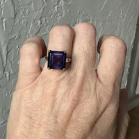 Color Changing Lab Alexandrite 10k White Gold Ring Size 5.5