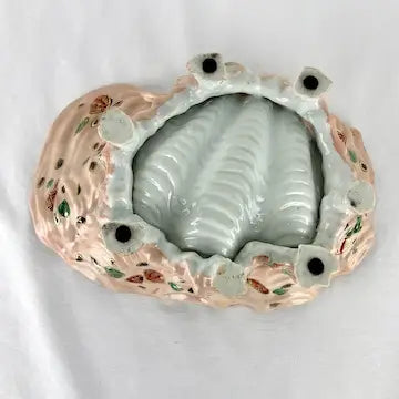 Rare Early 20th C Japanese Kutani Porcelain Shell Dish