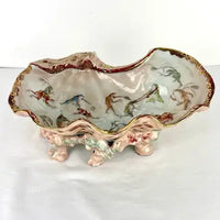 Rare Early 20th C Japanese Kutani Porcelain Shell Dish