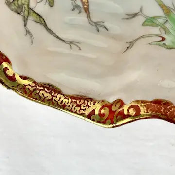 Rare Early 20th C Japanese Kutani Porcelain Shell Dish
