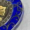 Early 20thC Oval Silver and Gold Enameled Pill Box with Tanzanite Gem