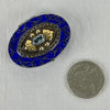 Early 20thC Oval Silver and Gold Enameled Pill Box with Tanzanite Gem