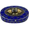 Early 20thC Oval Silver and Gold Enameled Pill Box with Tanzanite Gem