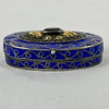 Early 20thC Oval Silver and Gold Enameled Pill Box with Tanzanite Gem