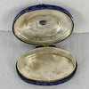 Early 20thC Oval Silver and Gold Enameled Pill Box with Tanzanite Gem