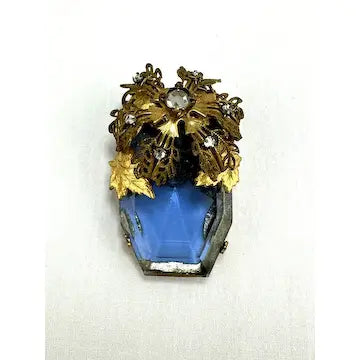 Early Hallmark Stanley Hagler Blue Rhinestone Brooch