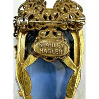 Early Hallmark Stanley Hagler Blue Rhinestone Brooch