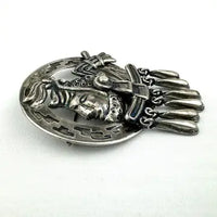 Early Mexican Silver Aztec Emporer Articulated Brooch